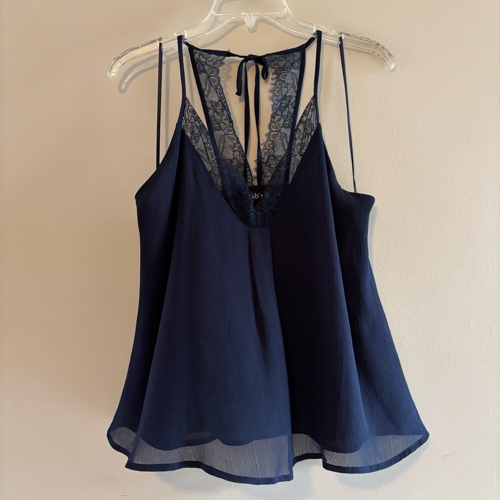 fab'rik Navy Lace V-Neck Cami